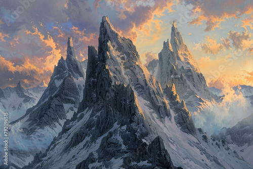 Jagged mountain peaks reaching for the heavens
