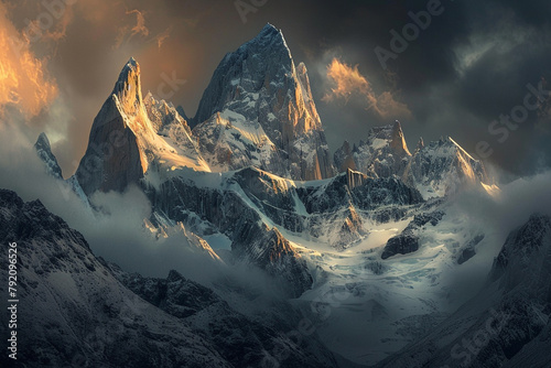 Jagged mountain peaks reaching for the heavens