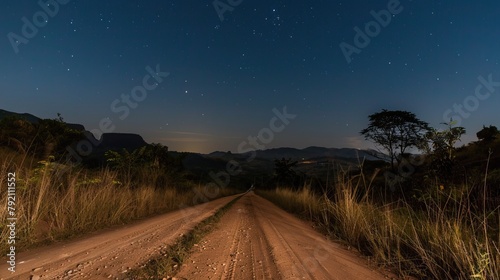 A long exposure night shot of the road at Serra da Leba near Lubango in the province of Hula in Angola.