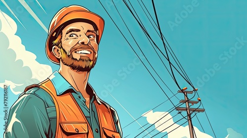 Greeting Card and Banner Design for Social Media or Educational Purpose of National Lineman Appreciation Day Background