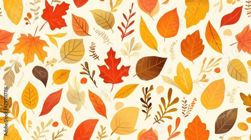 A autumn inspired pattern featuring beautifully colored leaves for use as a texture or background