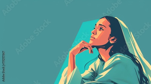 pensive biblical woman female character illustration inspired by religious stories