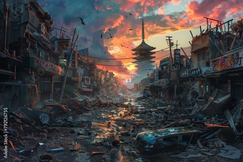 Imagine a postapocalyptic wasteland where survivors scavenge for Unusual Sizzling Teriyaki Yakisoba amidst the ruins of civilization