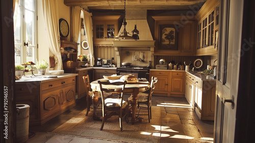 Old style kitchen wooden element natural daylight