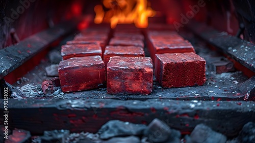Infrared Image of Bricks in a Kiln During Firing Process. Concept Kiln Bricks, Infrared Photography, Firing Process, Industrial Art, Heat Transformation