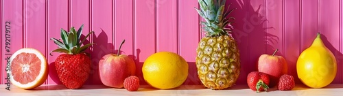 Exotic fruit assortment in natural light. Vibrant array of fresh, displayed outdoors