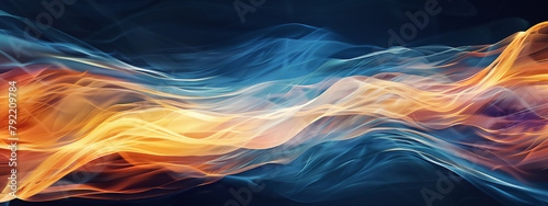 An abstract background with glowing blue lines in an electric wave pattern, perfect for wallpaper background or banner backdrop 