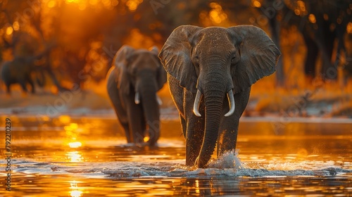 Majestic elephants roam freely in the vast expanse 
