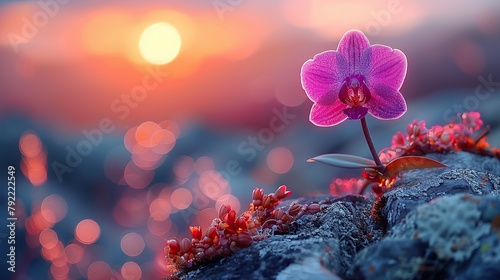 purple orchid on top of a mountain