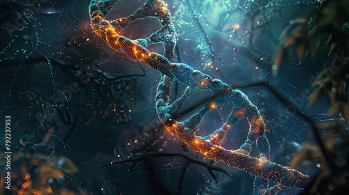 DNA double helix spiral structure in a scientific illustration