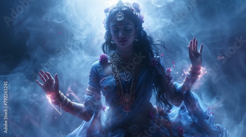 goddess Kali Ma performing the dance of creation, preservation and destruction, Hindu deity, goddess of death and destruction 