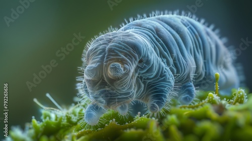 A closeup image of a tardigrades icle showcasing its incredible survival abilities with its durable and flexible exoskeleton.
