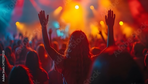 People expressing devotion at a Christian gathering. Concept Christian Gathering, Devotion, Faith, Spirituality, Worship