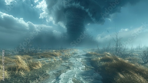 Tornado storm realistic photo wallpaper