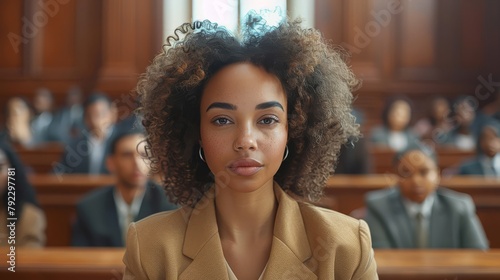 Black women lawyers actively support defendants' rights in court before judges and juries. Conceptual lawyer, advocate, defender, justice, courtroom.