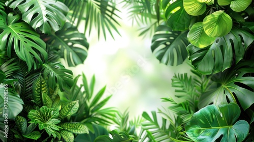 Tropical plants wallpaper design on white background