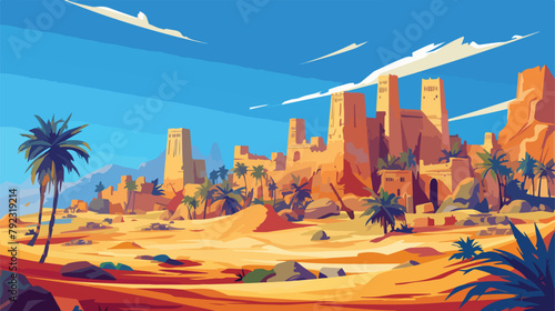 Saudi Arabia Desert Landscape With Ancient Tombs Of