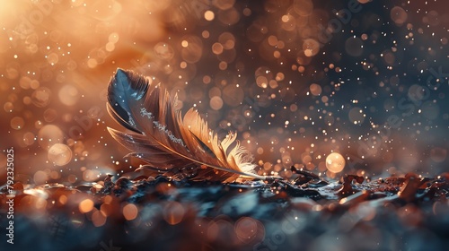 A Feather on a Pile of Leaves.