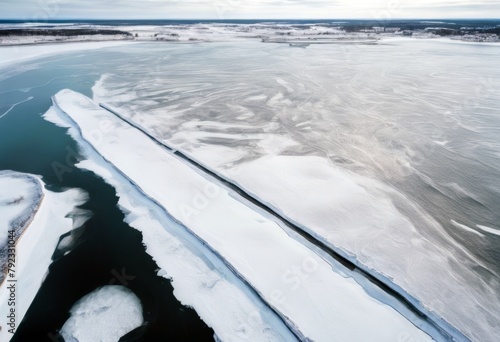 'Aerial Estonia sea pattern coast Kasmu frozen view Background Abstract Texture Water Sky Beach Travel Nature Winter Snow Forest White Ice Eye Trees Birds Beautiful Natural Island Drone'