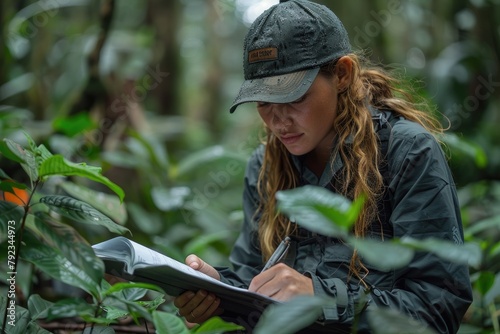 A researcher documenting plant species in a biodiversity hotspot, the pursuit of knowledge in the heart of nature