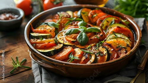 Homemade Ratatouille: A Close-Up of Culinary Excellence. Concept Food Photography, Culinary Creations, Vibrant Dishes