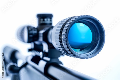 Sniper rifle scope isolated on white representing weapon target concept