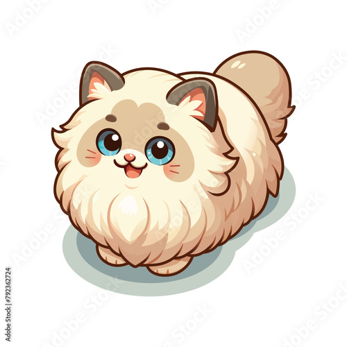 Isometric cute happy himalayan kitten cat cartoon character design isolated on white background, cute animal clip art, vector illustration.