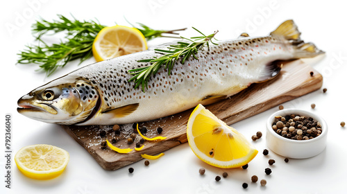 trout with lemon and parsley on white