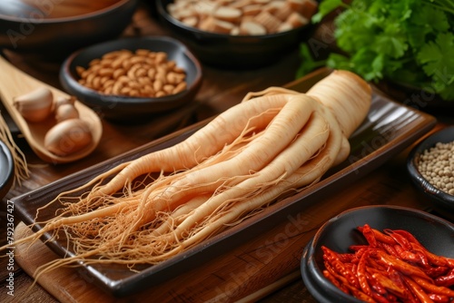 Health boosting herbal remedy red ginseng root