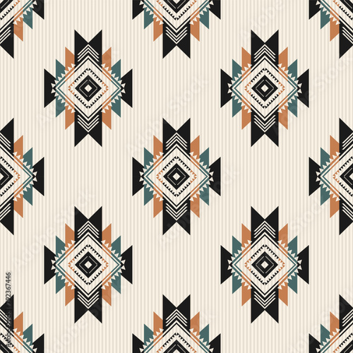 Colorful southwest geometric pattern. Vector Native American southwestern geometric stripes texture seamless pattern. Ethnic southwest pattern use for textile, home decoration element, upholstery.