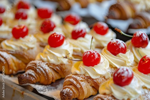 Sicilian cannoli the typical dessert of Sicily in Italy are red cherry pastries from the Mediterranean