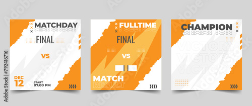 Set of modern sport match social media vector template