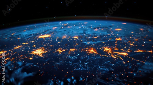 At the center of the image lies a pulsating nexus, from which countless tendrils extend outward to connect with regions across the globe, representing the convergence. stock image
