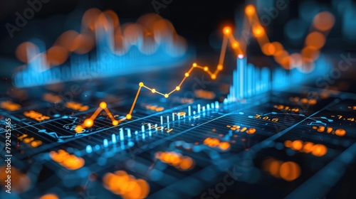 financial development in business showcasing increasing profit growth with upward trending graphs currency symbols and corporate imageryillustration image