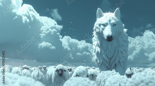 wolf pretending to be a sheep conceptillustration image