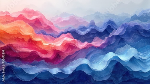 Abstract background with blue and red waves. 3d rendering
