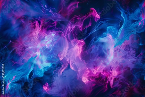 Futuristic neon fluid tendrils in mesmerizing glow against black backdrop AI Image