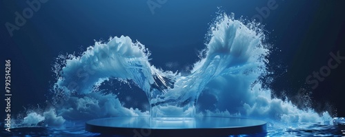 Stunning scene of crashing waves in a deep blue ocean, capturing nature's lively dynamic
