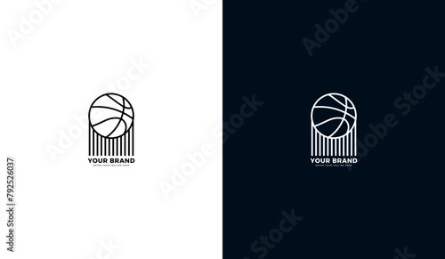 Basketball logo. Basketball sport icon, line, simple. Vector illustration design