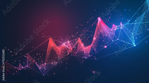 Abstract polygonal space low poly arrow connect dot line. Pointer connection structure. Futuristic fast growing increase profit business investment trend finance graph motion vector illustration