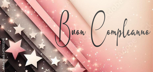 Buon compleanno - Happy Birthday - stars and glitter wallpaper - Word - writen - Lettering for banner, header, flyer, card, poster, gift, cricut, sublimazion, scrapbooking, tag, black color