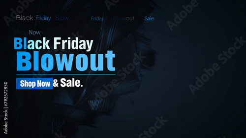 Sleek black background with bold blue text "Black Friday Blowout Sale. Shop Now & Save Big!"