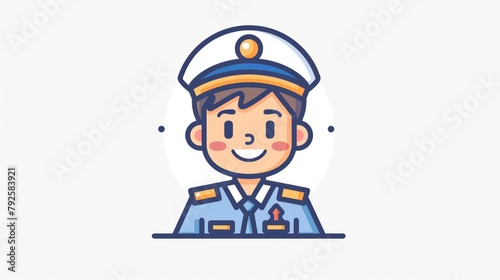 Cartoon image of a pilot You can portray a smiling pilot wearing a uniform with epaulettes and a pilot's helmet with a confident expression.