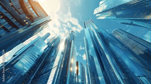 Futuristic architecture cityscape view with modern building skyscrapers AI generated