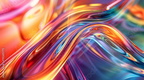 Vibrant digital art background with flowing multicolored abstract waves