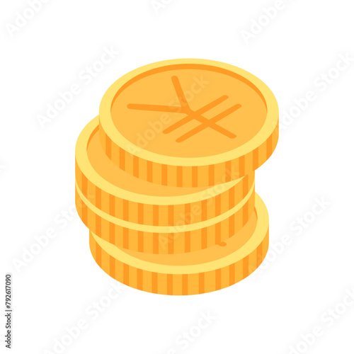 indian rupee gold coin stack on white background