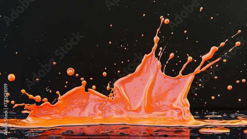 orange color paint splash on black back ground