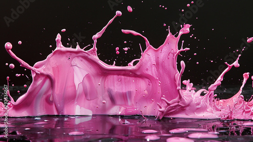 pink color paint splash on black back ground