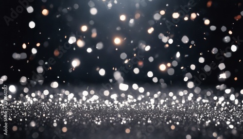 'confetti amond dust silver black abstract glitter greeting lights Copy glowing card. magic sparks background. space. Holiday Defocused glistering background dark christmas design'