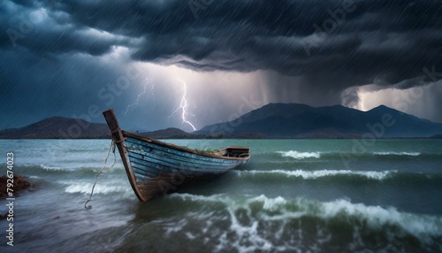 Boat on a Lake in Galilee during a Storm. Matthew 8. 